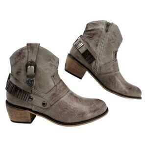 93 Vintage Gray Buckle Accent Ankle Boots | New With Tags